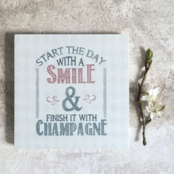 Porcelain Square Coaster - Start The Day With A Smile
